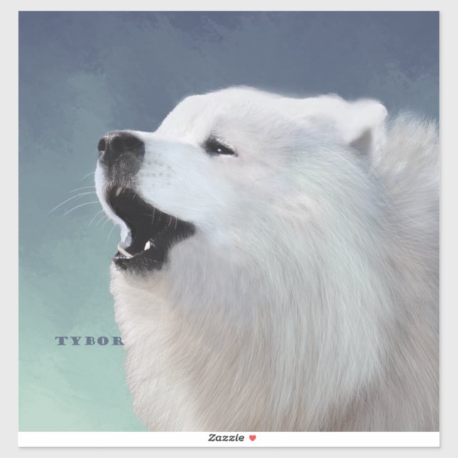 Samoyed Howl; Custom-Cut Clear Vinyl Sticker XL (Sheet)
