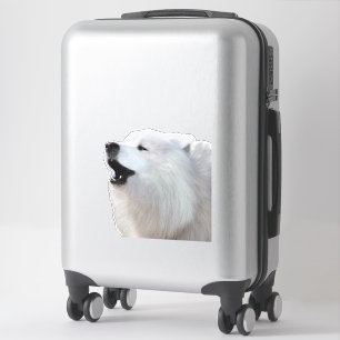 Samoyed Howl; Custom-Cut Clear Vinyl Sticker XL