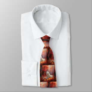 Samoyed in Autumn Leaves Fall Inspire Tie