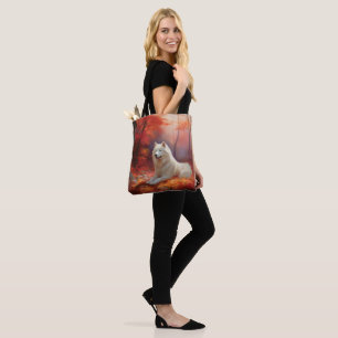 Samoyed in Autumn Leaves Fall Inspire  Tote Bag