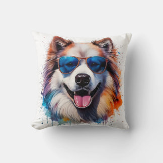 Samoyed in Color Throw Pillow