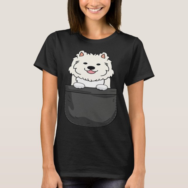 Samoyed in pocket  cute mom dad dog T-Shirt (Front)