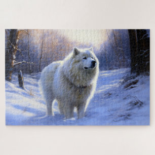 Samoyed Let It Snow Christmas Jigsaw Puzzle
