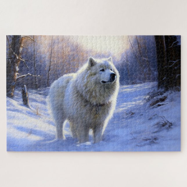 Samoyed Let It Snow Christmas Jigsaw Puzzle (Horizontal)