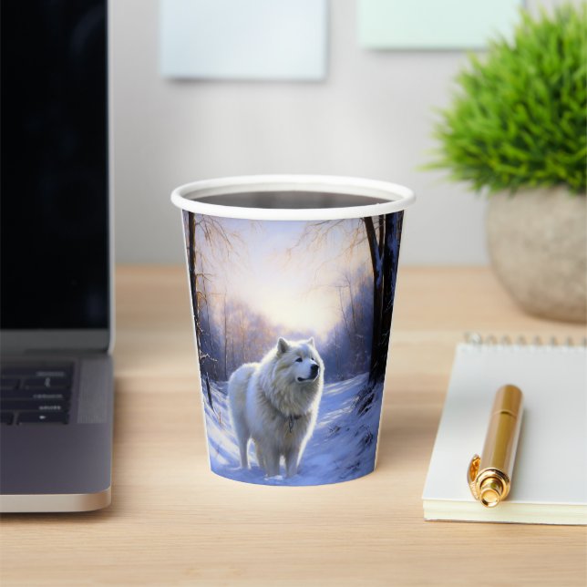 Samoyed Let It Snow Christmas Paper Cups (Insitu)