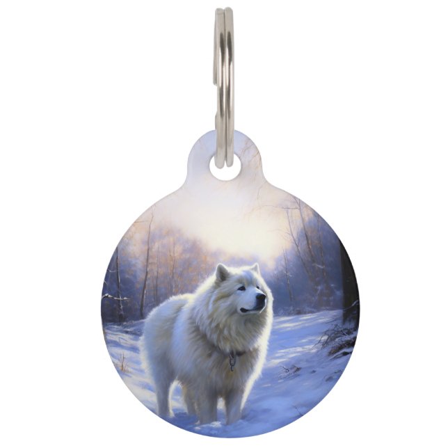 Samoyed Let It Snow Christmas Pet Tag (Front)