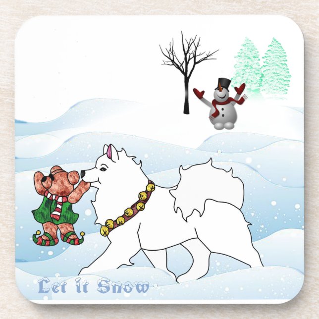 Samoyed Let it Snow Coasters (Front)