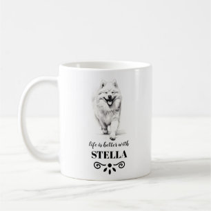 Samoyed Life is better with Custom Dog Name Coffee Mug