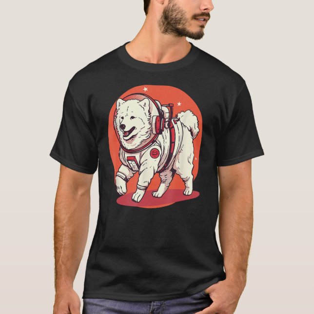 Samoyed Mars Funny Dog Astronaut T-Shirt (Front)