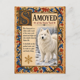 Samoyed, Medieval Bestiary Art Postcard