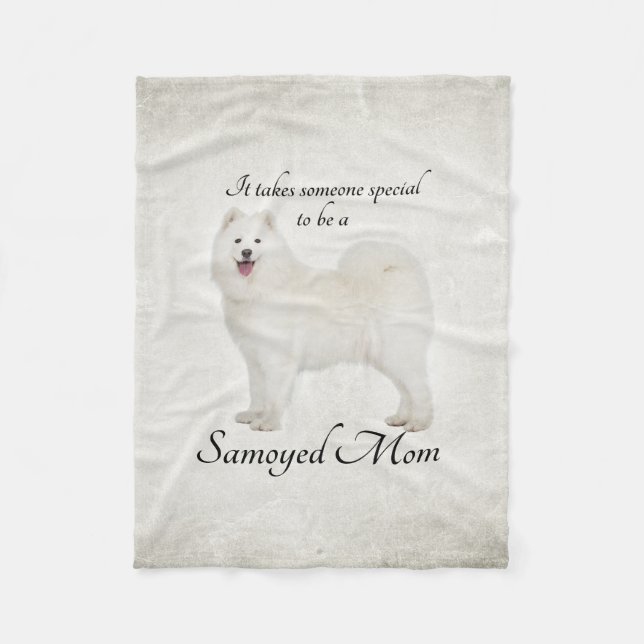 Samoyed Mom Fleece Blanket (Front)