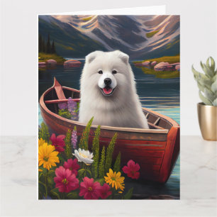 Samoyed on a Paddle: A Scenic Adventure Card