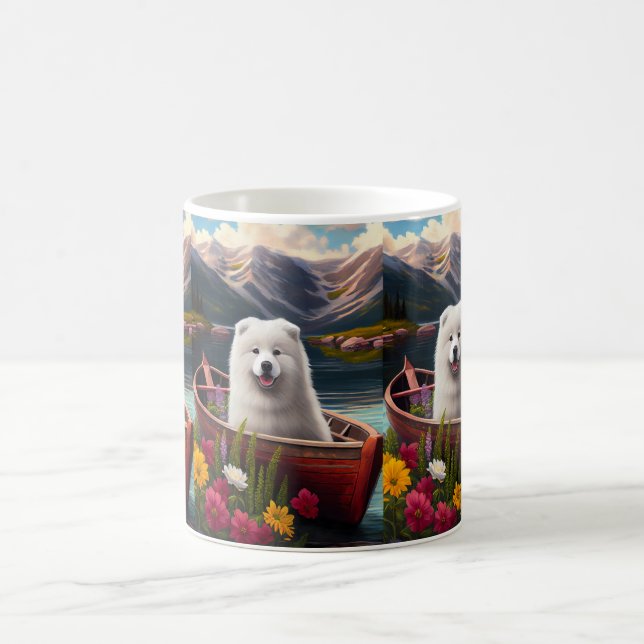 Samoyed on a Paddle: A Scenic Adventure Coffee Mug (Center)