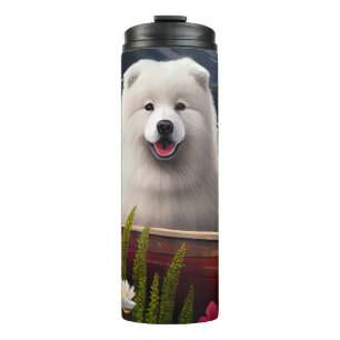 Samoyed on a Paddle: A Scenic Adventure Thermal Tumbler