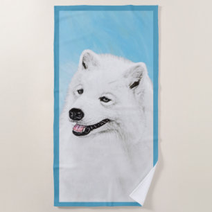 Samoyed Painting - Cute Original Dog Art Beach Towel