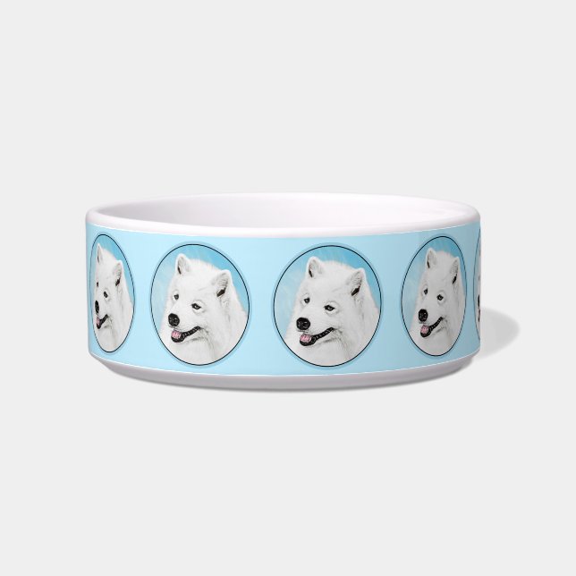 Samoyed Painting - Cute Original Dog Art Bowl (Left)