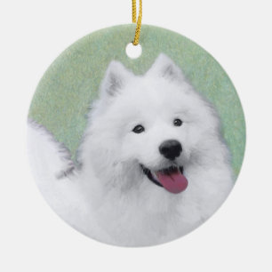 Samoyed Painting - Cute Original Dog Art Ceramic Ornament