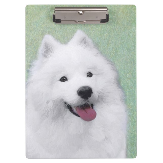 Samoyed Painting - Cute Original Dog Art Clipboard (Front)