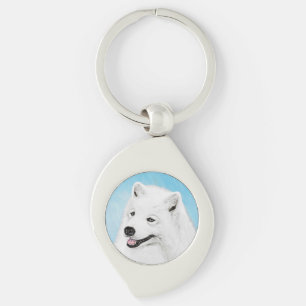 Samoyed Painting - Cute Original Dog Art Keychain