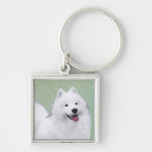 Samoyed Painting - Cute Original Dog Art Keychain