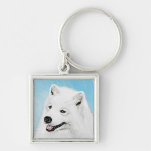 Samoyed Painting - Cute Original Dog Art Keychain