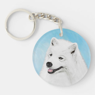Samoyed Painting - Cute Original Dog Art Keychain