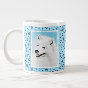 Samoyed Painting - Cute Original Dog Art Large Coffee Mug