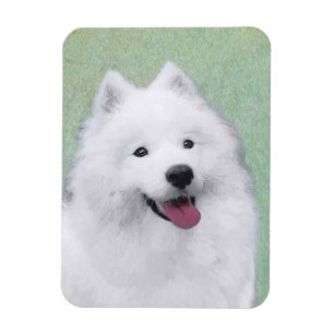 Samoyed Painting - Cute Original Dog Art Magnet