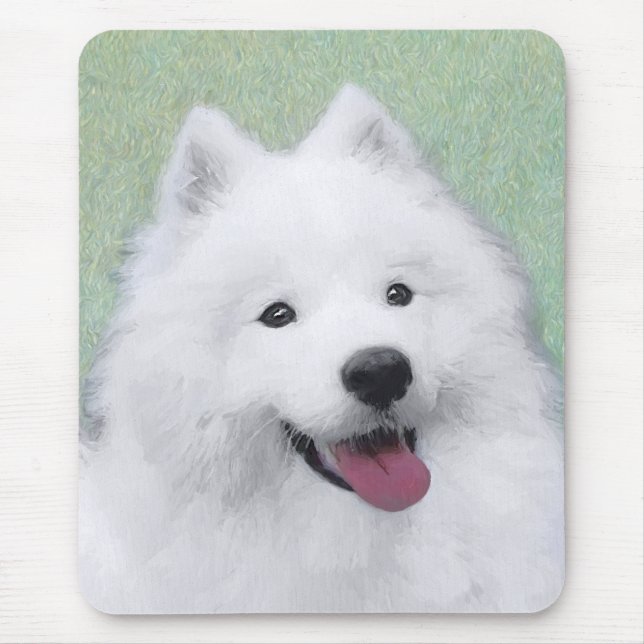 Samoyed Painting - Cute Original Dog Art Mouse Pad (Front)