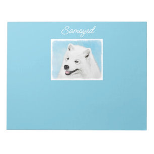 Samoyed Painting - Cute Original Dog Art Notepad