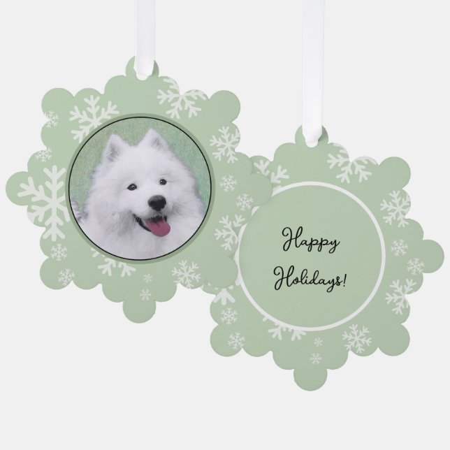 Samoyed Painting - Cute Original Dog Art Ornament Card (Front/Back)