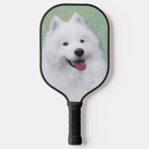 Samoyed Painting - Cute Original Dog Art Pickleball Paddle