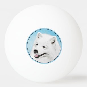 Samoyed Painting - Cute Original Dog Art Ping Pong Ball