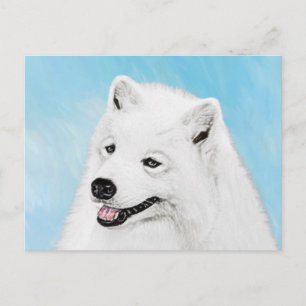 Samoyed Painting - Cute Original Dog Art Postcard