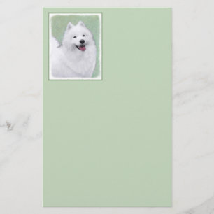 Samoyed Painting - Cute Original Dog Art Stationery