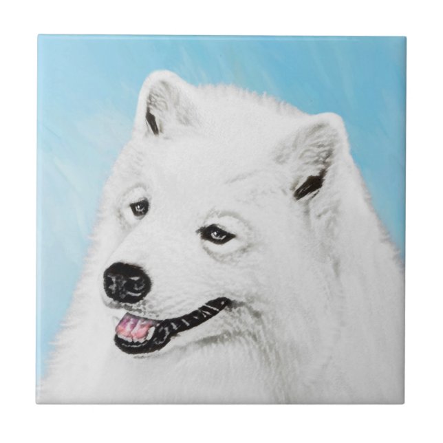 Samoyed Painting - Cute Original Dog Art Tile (Front)