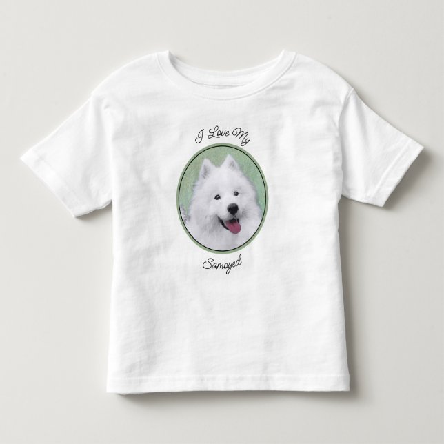 Samoyed Painting - Cute Original Dog Art Toddler T-shirt (Front)