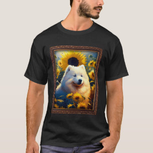 Samoyed Painting Sunflower Flower Mom Women Floral T-Shirt