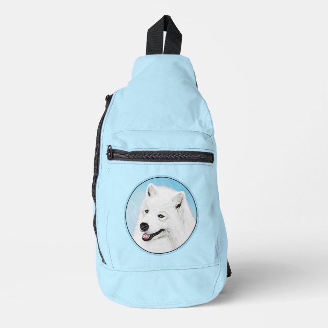 Samoyed Painting White Cute Original Pet Dog Art Sling Bag (Front)