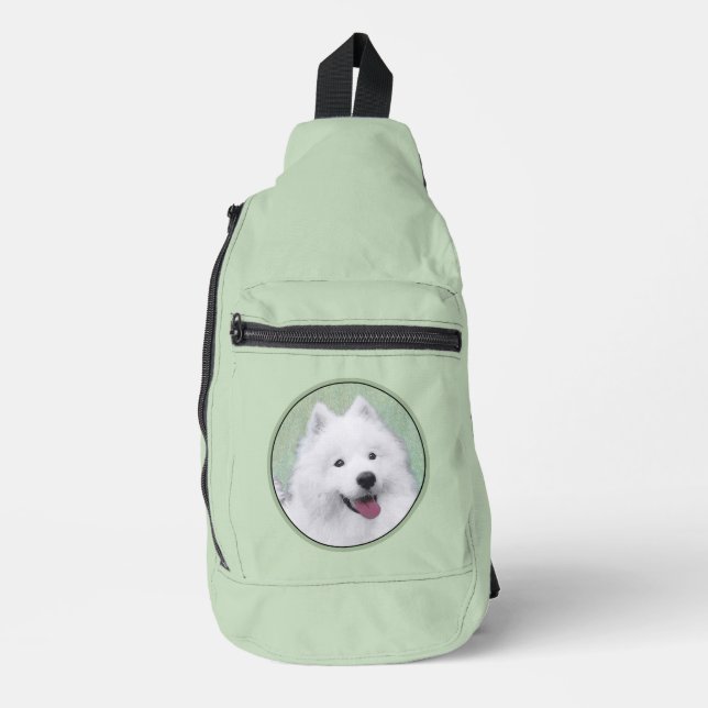 Samoyed Painting White Cute Original Pet Dog Art Sling Bag (Front)