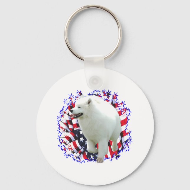 Samoyed Patriot Keychain (Front)