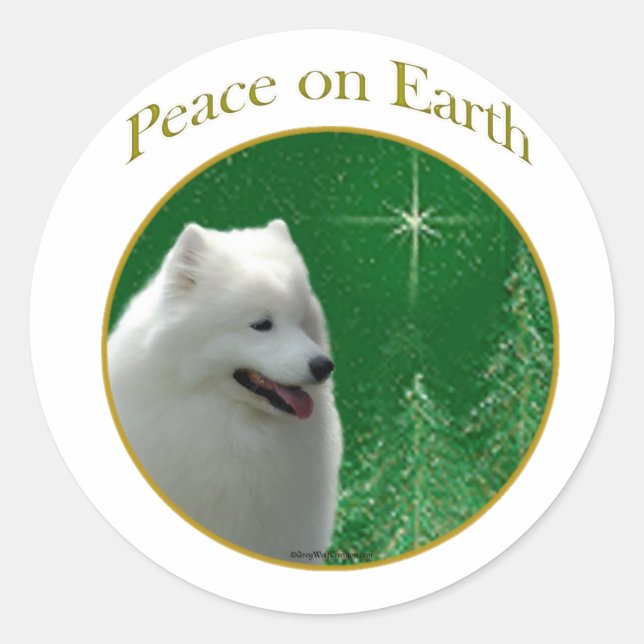Samoyed Peace Classic Round Sticker (Front)