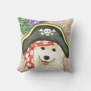 Samoyed Pirate Throw Pillow