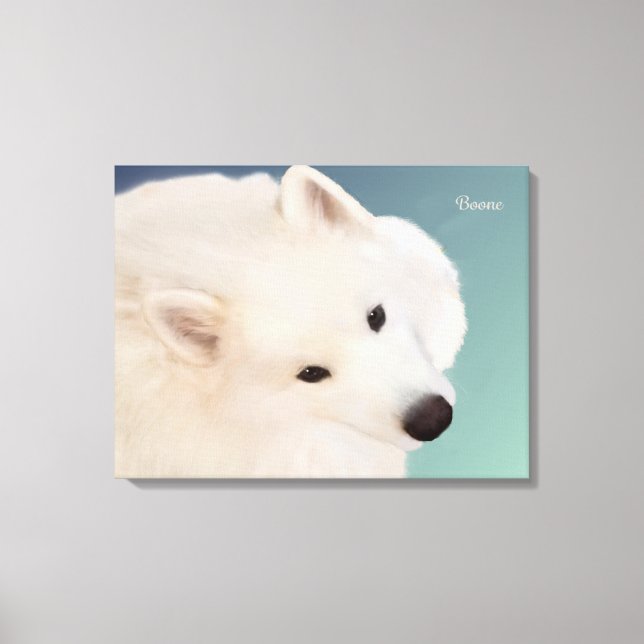 Samoyed Portrait  24." x 16."x 1.5" Wrapped Canvas (Front)