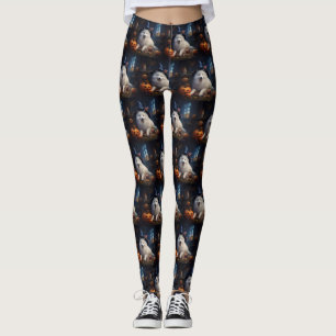 Samoyed Pumpkins Halloween Scary Leggings