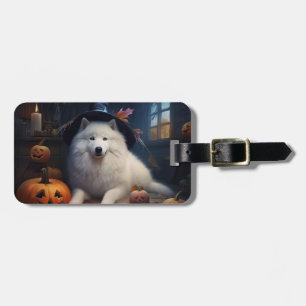 Samoyed Pumpkins Halloween Scary Luggage Tag
