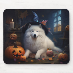 Samoyed Pumpkins Halloween Scary Mouse Pad