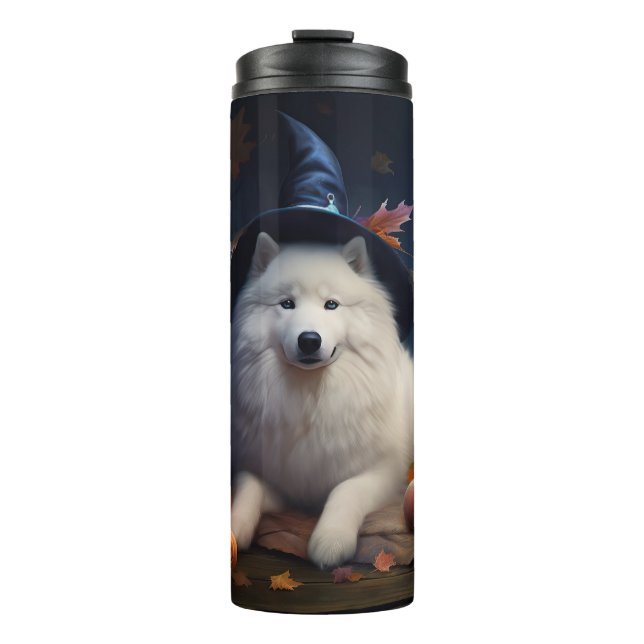 Samoyed Pumpkins Halloween Scary Thermal Tumbler (Front)