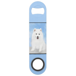 Samoyed Puppy Painting - Cute Original Dog Art Bar Key
