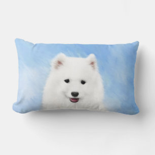 Samoyed Puppy Painting - Cute Original Dog Art Lumbar Pillow